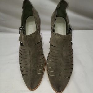 1. STATE Arnet Suede Leather Khaki Green Ankle Shootie Slit Cutouts 8